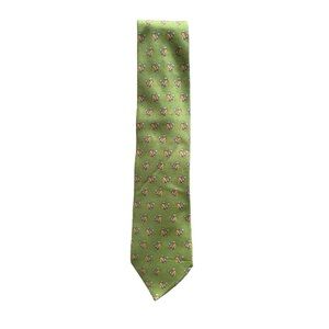*Men’s Salvatore Ferragamo 100% Silk Green/Yellow/Blue Necktie Featuring Lions